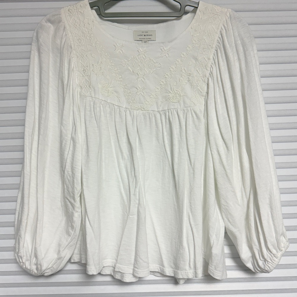 Lucky Brand Embroidered Cotton Top - Picture 1 of 8